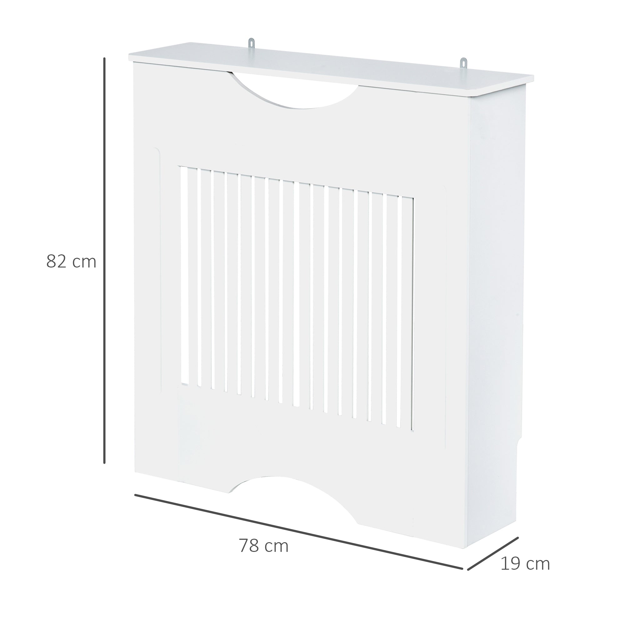 HOMCOM Painted MDF Radiator Cover Heater Cabinet Modern Slatted Home Furniture Living Room Bedroom Worktop White 82H x 78W x 19D 
