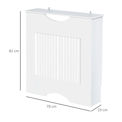 HOMCOM Painted MDF Radiator Cover Heater Cabinet Modern Slatted Home Furniture Living Room Bedroom Worktop White 82H x 78W x 19D 