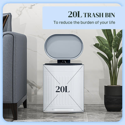 HOMCOM 20L Metal Kitchen Bin, with Soft-Close Lid - Grey 
