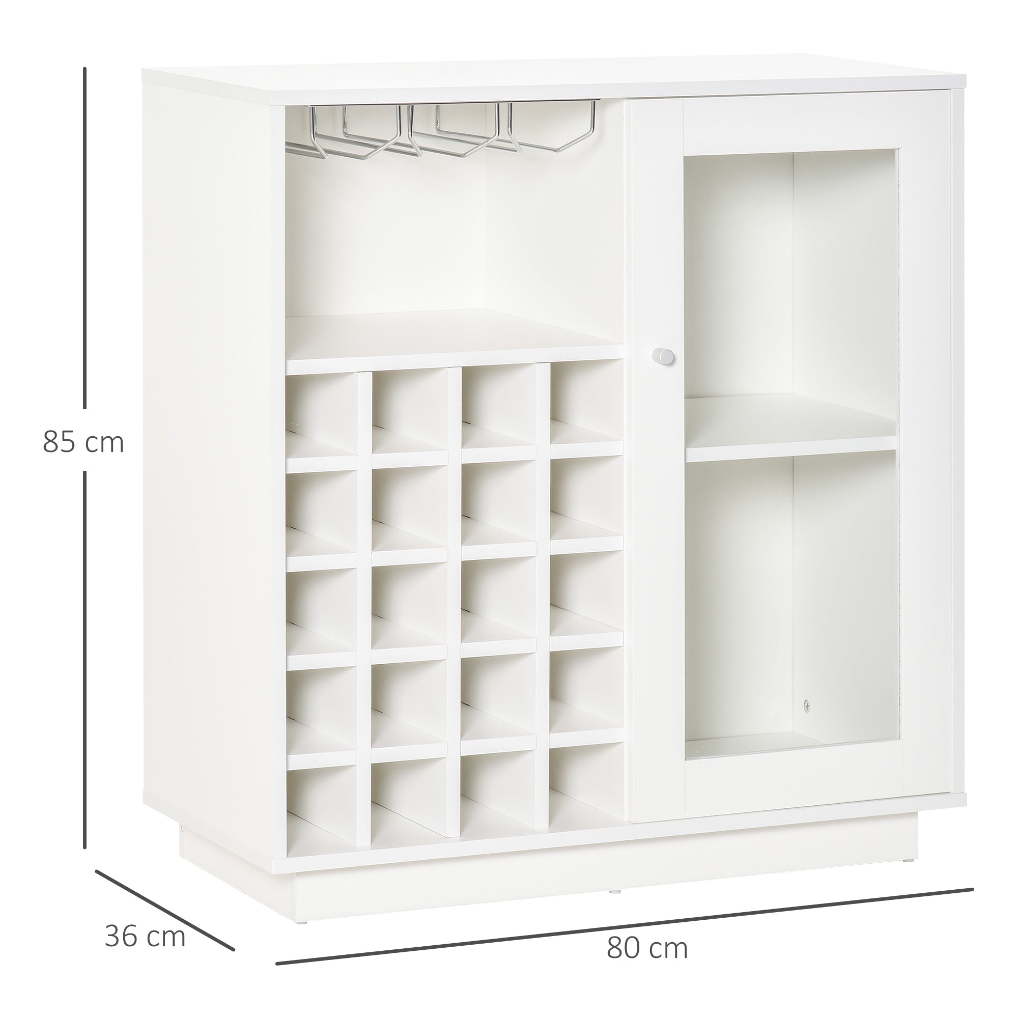 HOMCOM Modern Wine Cabinet Cupboard with Glass Door, Glass Holder & 20-Bottle Wine Rack for Living Room, Home Bar, Dining Room 