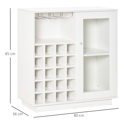 HOMCOM Modern Wine Cabinet Cupboard with Glass Door, Glass Holder & 20-Bottle Wine Rack for Living Room, Home Bar, Dining Room 
