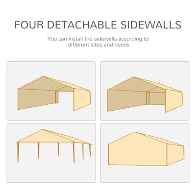Outsunny 6 x 3 m Party Tent Wedding Gazebo Outdoor Waterproof PE Canopy Shade with 6 Removable Side Walls 