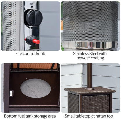 Outsunny 12KW Patio Gas Heater Freestanding Outdoor Garden Heating Rattan Furniture Wicker Table Top 
