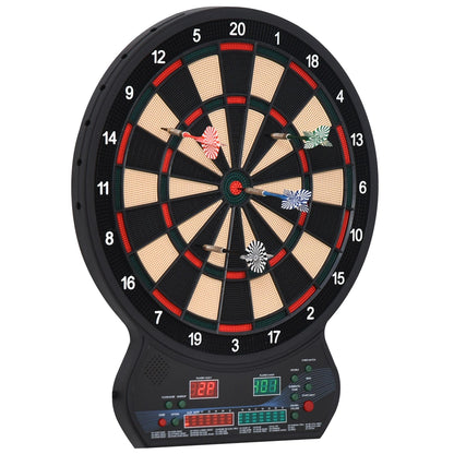 HOMCOM Electronic Hanging Dartboard LED Digital Score Set 27 Games and 202 Variations with 12 Soft Tip Darts 