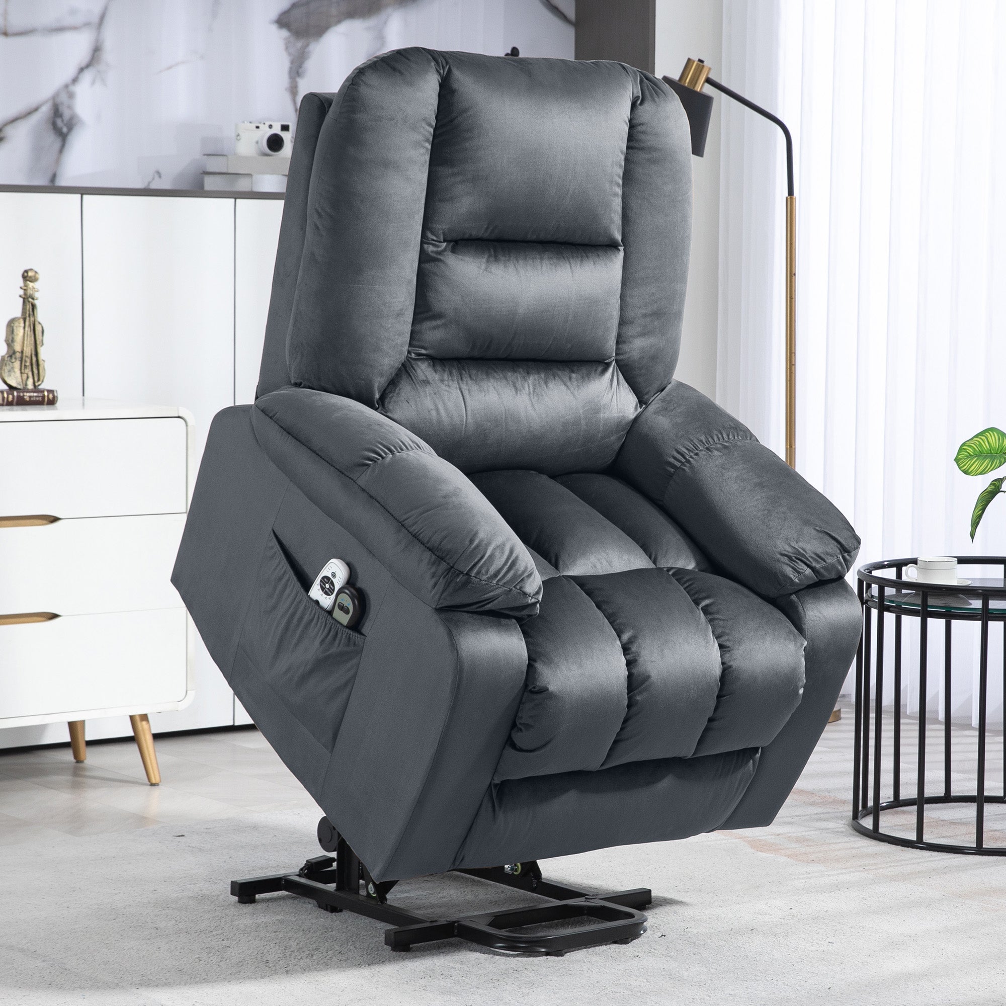HOMCOM Leathaire Eight Massage Point Armchair, with Heat and Reclining Back - Grey 