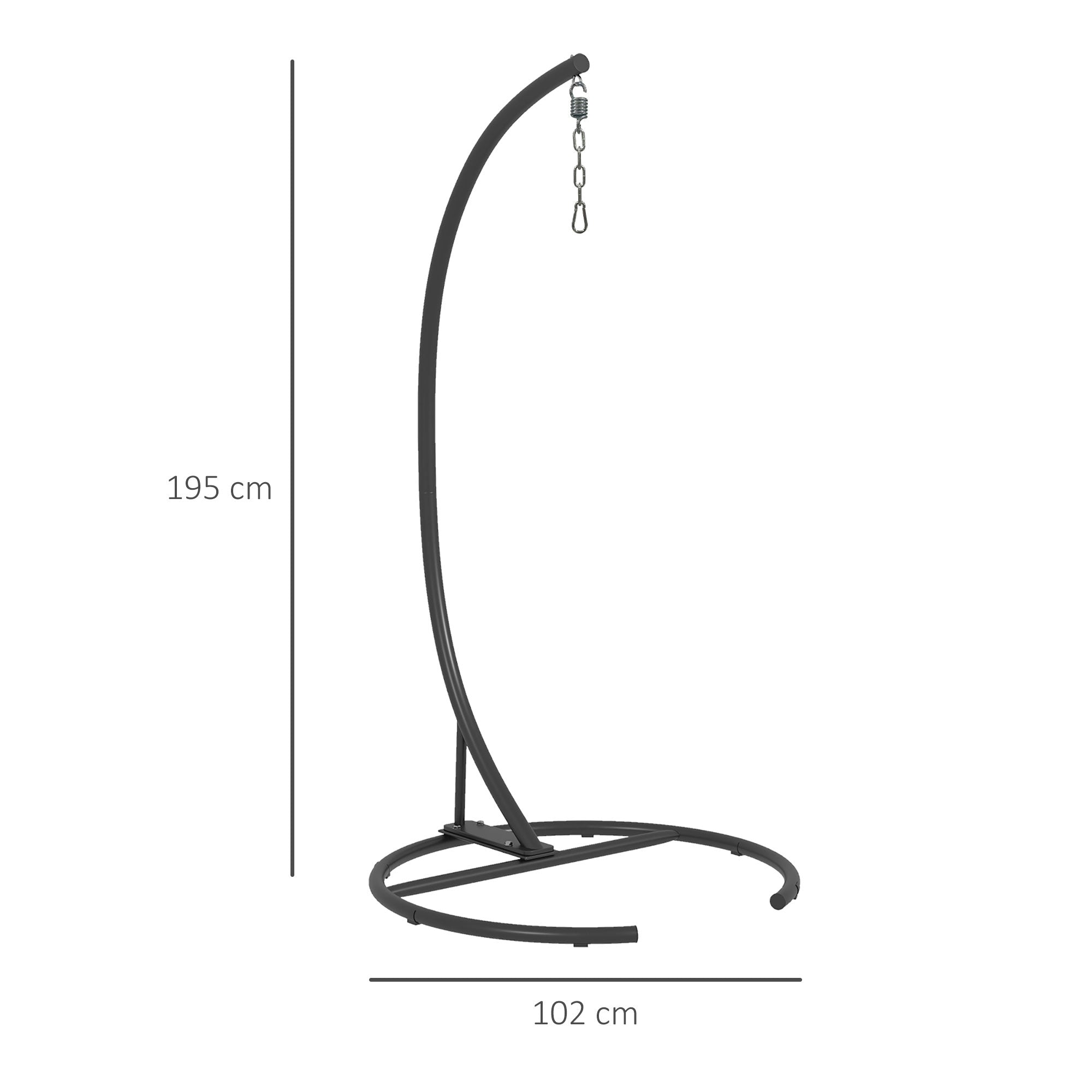 Outsunny Hanging Hammock Chair Stand with Round Base, C Hanging Swing Stand Frame for Swing/Egg/Hammock Chair, Indoor & Outdoor, Heavy Duty 330 lbs, Black 