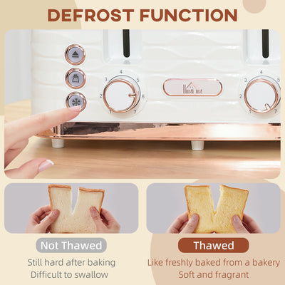 HOMCOM Four-Slice Rippled Toaster - White 