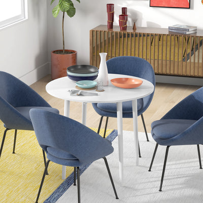 HOMCOM Folding Dining Table for 4, Round Drop Leaf Table, Modern Space Saving Small Kitchen Table with Wood Legs for Dining Room, White 