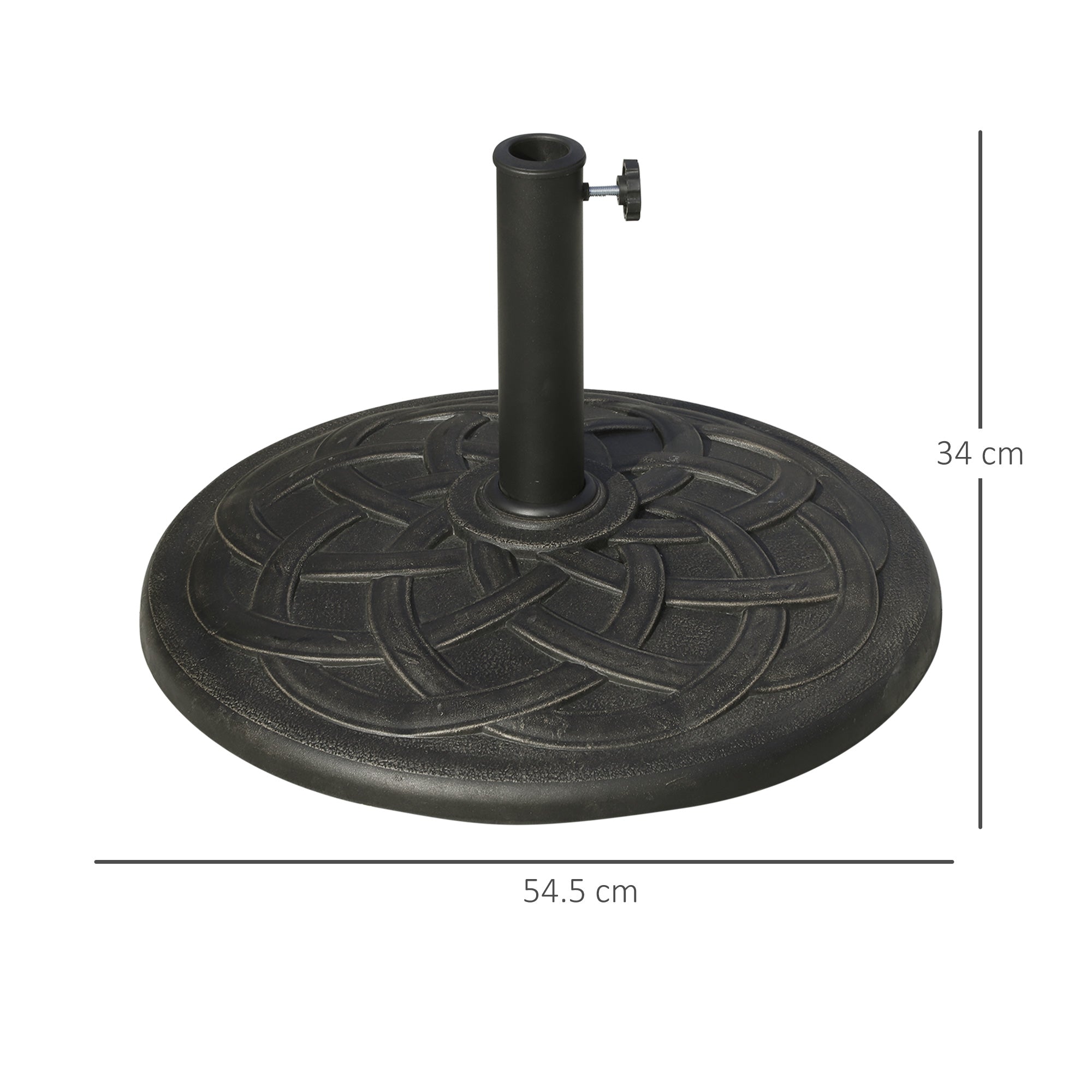 Outsunny 19KG Resin Umbrella Base Garden Parasol Base Stand Round Sun Shade Holder Suitable For Pole Between Φ38mm to Φ48mm 
