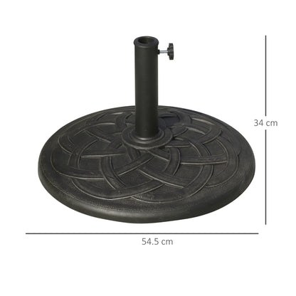 Outsunny 19KG Resin Umbrella Base Garden Parasol Base Stand Round Sun Shade Holder Suitable For Pole Between Φ38mm to Φ48mm 