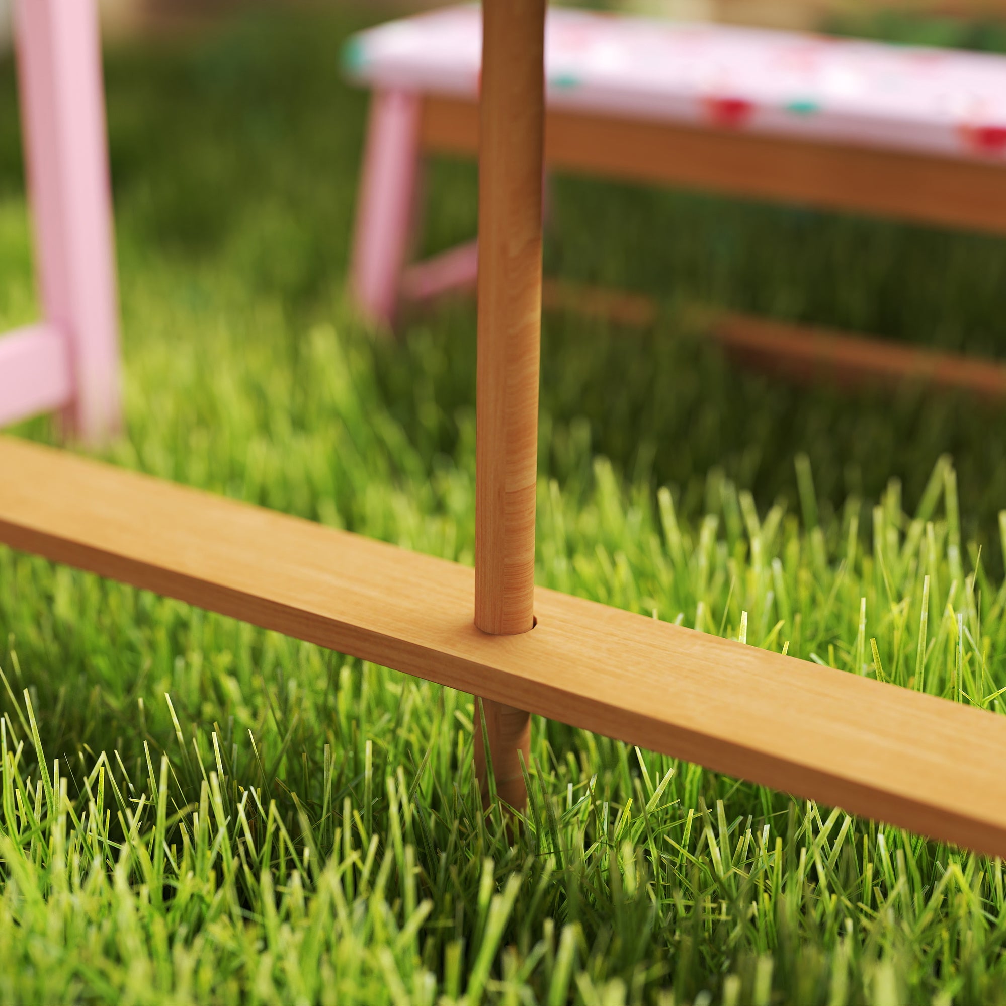 AIYAPLAY Kids Picnic Table Set with Removable & Foldable Umbrella, Cushions, Storage Boxes, Flamingo Theme, Pink 