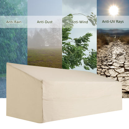 Outsunny 600D Oxford Cloth Furniture Cover, 3 Seater Sofa Protector for Garden Patio, Outdoor, Waterproof, Beige, 218 x 111 x 63-101 cm 