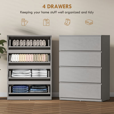 HOMCOM Chest of Drawers, 4-Drawer Storage Cabinets, Modern Dresser, Storage Drawer Unit for Bedroom 