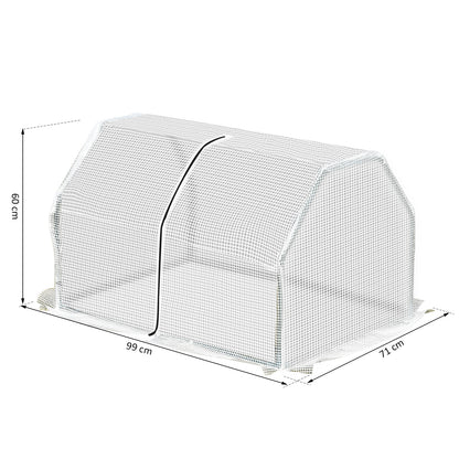 Outsunny Mini  Greenhouse Grow House PVC Cover Steel Frame White 99L x 71W x 60H cm 
