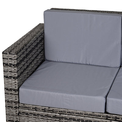 Outsunny 2 Seater Garden Furniture, Rattan Sofa with Soft Padded Cushion and Armrests, Wicker Garden Loveseat for Patio, Mixed Grey 