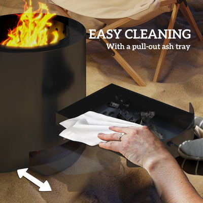 Outsunny Metal Wood-burning Fire Pit with Fire Poker - Black 