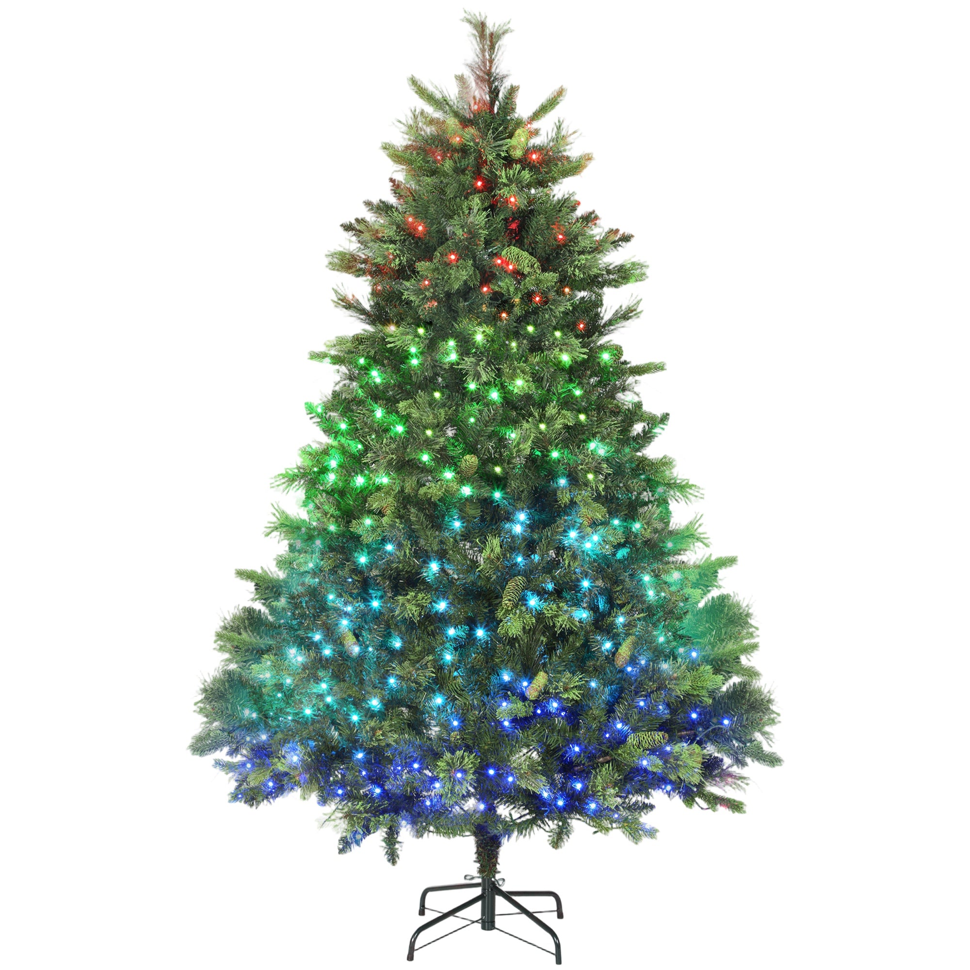 HOMCOM 6ft Artificial Pine LED Christmas Tree, with Remote 