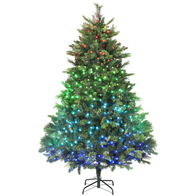 HOMCOM 6ft Artificial Pine LED Christmas Tree, with Remote 