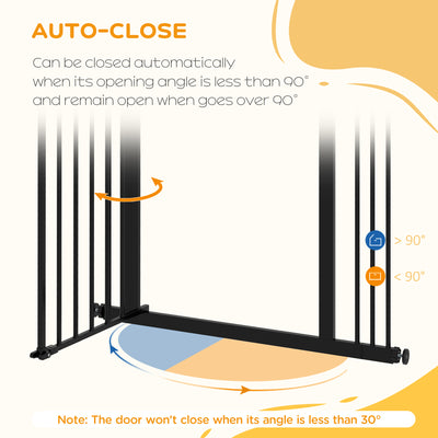PawHut Metal 74-87cm Wide Adjustable Dog Gate Black 