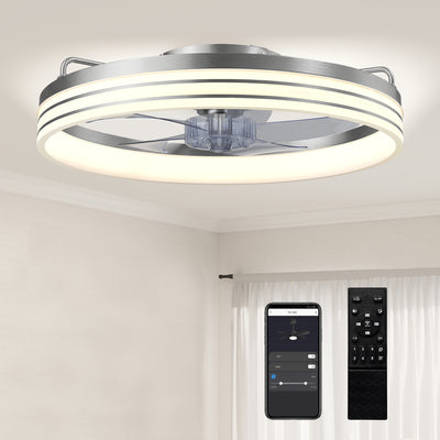HOMCOM Ceiling Fans with Lights and Remote & App Control, 50cm LED Ceiling Fan Light with 3 Colour Temperatures, 6 Speed, Silver 