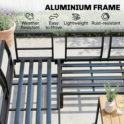 Outsunny Patio Furniture Set Modular Garden Sofa Set 6 Pieces with Dining Table for Outdoor Patio Grey 