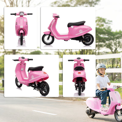 AIYAPLAY 24V Kids Electric Motorbike, Ride on Motorcycle with Manual Throttle, Brakes and LED Lights for Ages 8-12 Years, Pink 