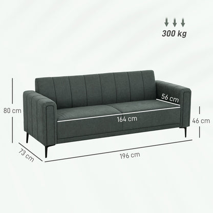 HOMCOM Three-Seater Relaxed Modern Sofa - Grey 
