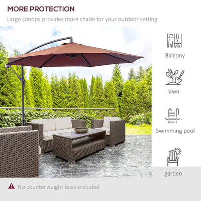 Outsunny Φ3m Hanging Umbrella Parasol-Coffee 