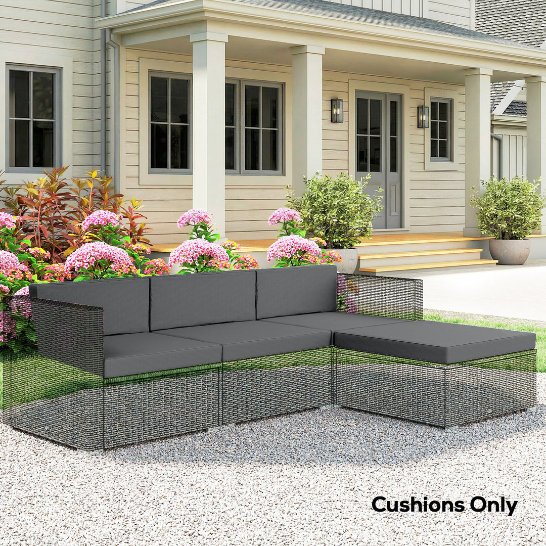 Outsunny 7-Piece Patio Furniture Cushions, Outdoor Loveseat Cushion with Removable Covers for Rattan Furniture, 60x60 cm, Dark Grey 