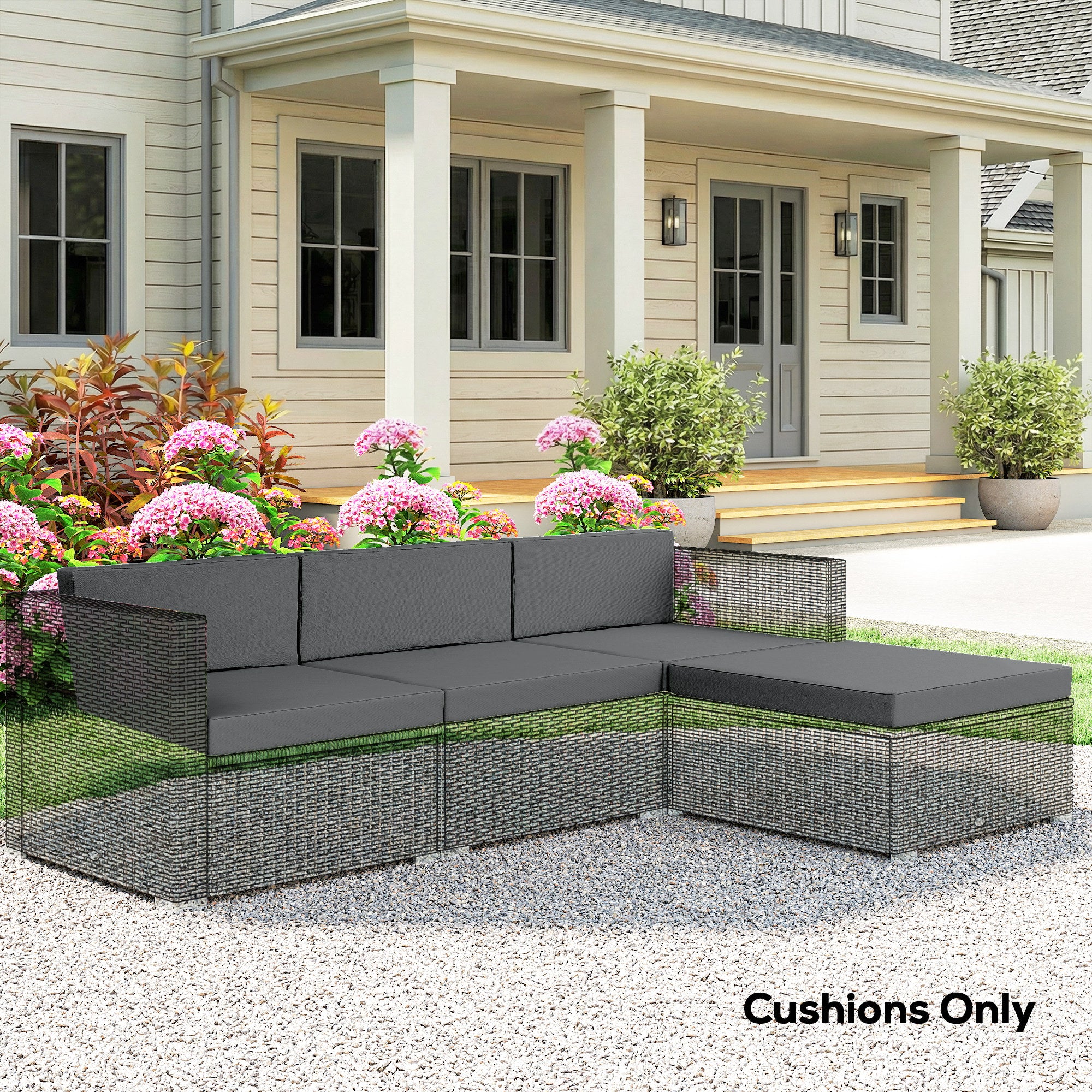 Outsunny 7-Piece Patio Furniture Cushions, Outdoor Loveseat Cushion with Removable Covers for Rattan Furniture, 60x60 cm, Dark Grey 