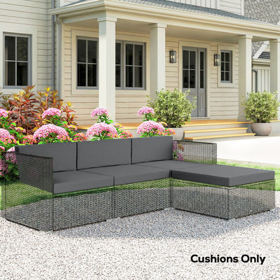 Outsunny 7-Piece Patio Furniture Cushions, Outdoor Loveseat Cushion with Removable Covers for Rattan Furniture, 60x60 cm, Dark Grey 