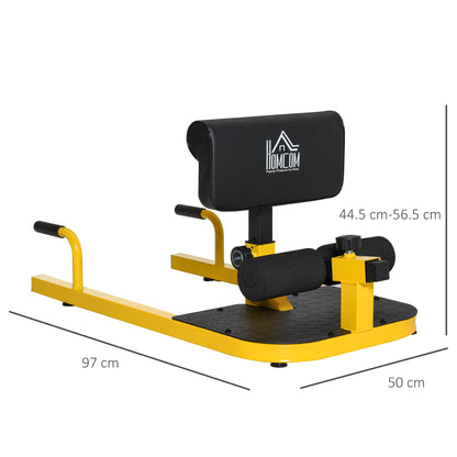 HOMCOM Squat Machine with Push Up Stand, Padded Hip Thrust Bench with Adjustable Cushion for Home Gym Work Out, Yellow 