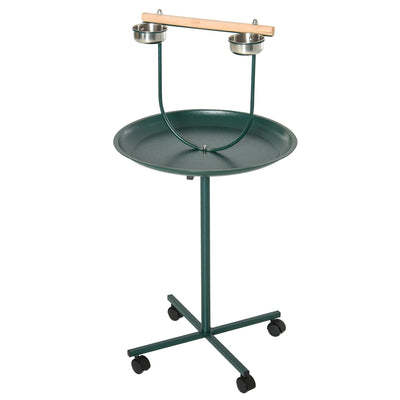 PawHut Bird Perch Stand with Perch, Four Wheels, Feeding Bowls for Small & Medium Birds, Green 