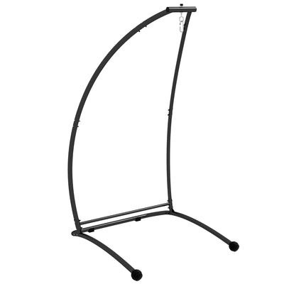 Outsunny Hammock Chair Stand, C Shape Hanging Heavy Duty Metal Frame Hammock Stand for Hanging Hammock Air Porch Swing Chair, Indoor & Outdoor Use, Black 