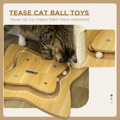 PawHut Cat Tree, with Scratching Posts, Hammock, Toy Ball - Beige 