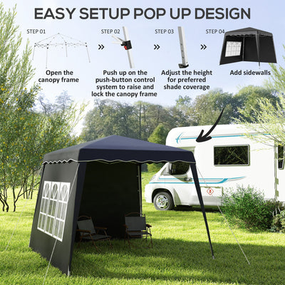 Outsunny 2.4 x 2.4m UV50+ Pop Up Gazebo - Black 
