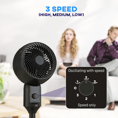 HOMCOM Air Circulator Fan Pedestal Cooling Fan with 3 Speed and Carry Handle, 9 Inch, Black 