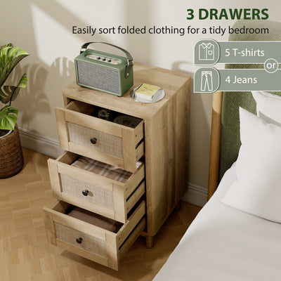 HOMCOM 40 cm Drawer Chest of Drawers with 3 Drawer - Oak 