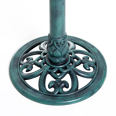 Outsunny Garden Bird Bath Outdoor Decrative Garden Feeder Stand with Scallop-like Pattern, Time-Worn Finish, 50cm, Green 