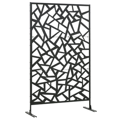 Outsunny Freestanding Garden Partition Screen Metal Decorative Outdoor Divider with Expansion Screws for Garden Patio Deck 
