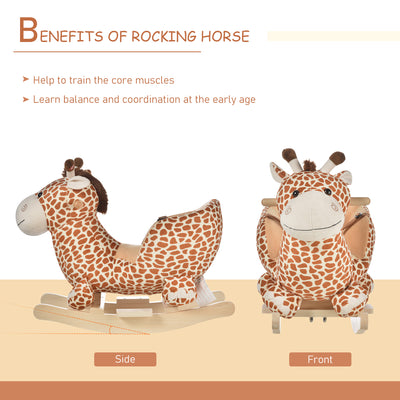 HOMCOM Children Kids Rocking Horse Toys Giraffe Seat Belt Toddlers Baby Toy Gift 