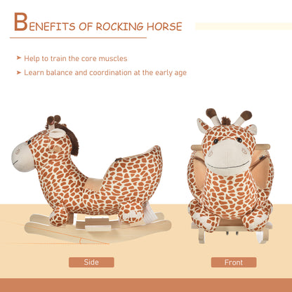 HOMCOM Children Kids Rocking Horse Toys Giraffe Seat Belt Toddlers Baby Toy Gift 