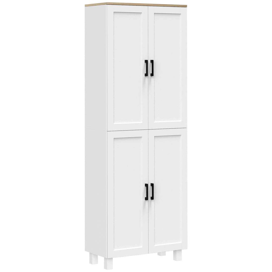 HOMCOM Freestanding Kitchen Cupboard, 4-Door Storage Cabinet Organizer with Adjustable Shelves White 