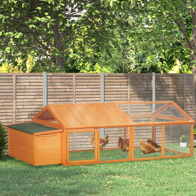 PawHut Wooden Chicken Coop with Nesting Box, Openable Roof, for 4-8 Chickens 