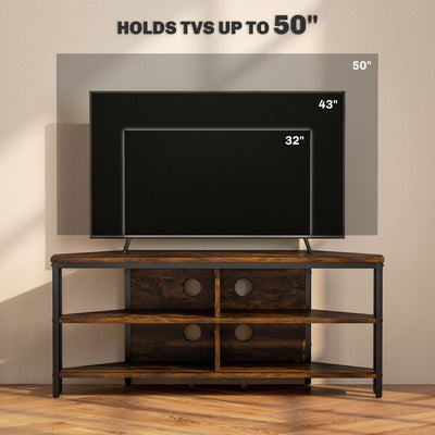 HOMCOM Industrial-Style Corner TV Unit - Black/Brown 