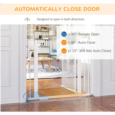 PawHut Pet Safety Gate, for Doorways, Staircases, Hallways, with Extensions Kit, 75-103cm - White 