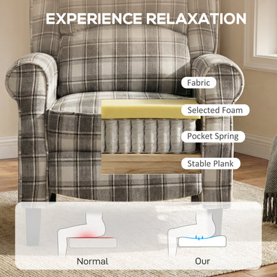 HOMCOM 160° Reclining Armchair, with Footrest - Grey and White 