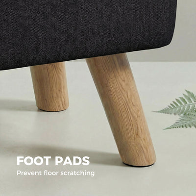 HOMCOM Linen-Look Square Padded Footstool - Black 