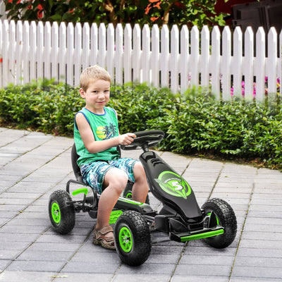 HOMCOM Kids Pedal Go Kart, with Adjustable Seat, Inflatable Tyres - Green 