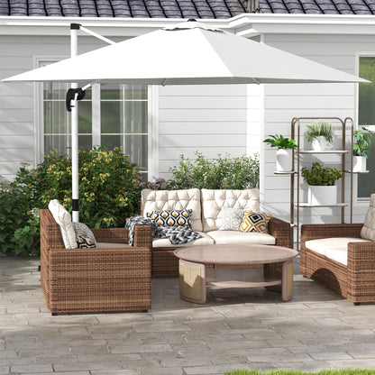 Outsunny Square Cantilever Garden Parasol, with Five-Position Canopy - White 
